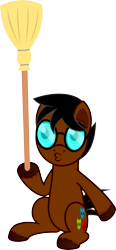 Size: 3339x7211 | Tagged: safe, artist:age3rcm, imported from derpibooru, oc, oc only, broom, chaves, glasses, simple background, solo, transparent background, unshorn fetlocks, vector