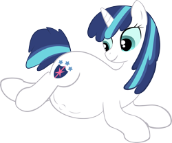 Size: 2185x1816 | Tagged: safe, artist:age3rcm, imported from derpibooru, shining armor, pony, unicorn, gleaming shield, looking back, pregnant, pregshield, prone, rule 63, show accurate, simple background, smiling, solo, transparent background, vector