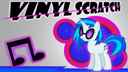 Size: 1920x1080 | Tagged: safe, artist:skrayp, imported from derpibooru, dj pon-3, vinyl scratch, pony, unicorn, cutie mark, female, hooves, horn, mare, smiling, solo, sunglasses, teeth, text, vector, wallpaper