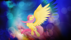 Size: 1920x1080 | Tagged: safe, artist:ac-whiteraven, artist:kinetic-arts, artist:lovablerobot, artist:meteor-venture, edit, imported from derpibooru, fluttershy, pegasus, pony, bubble, collaboration, dem wings, eyes closed, female, large wings, mare, space, vector, wallpaper, wallpaper edit, wings