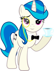 Size: 3156x4138 | Tagged: safe, artist:up1ter, imported from derpibooru, dj pon-3, vinyl scratch, pony, unicorn, .svg available, classy, cup, cutie mark, drink, fancy, female, hooves, horn, like a madame, like a sir, mare, monocle, simple background, smiling, solo, tea, transparent background, vector, vinyl class