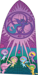 Size: 2066x4032 | Tagged: safe, artist:gwbinvincible, imported from derpibooru, applejack, fluttershy, nightmare moon, pinkie pie, rainbow dash, rarity, twilight sparkle, simple background, stained glass, transparent background, vector