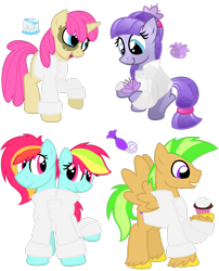 Size: 1600x1979 | Tagged: safe, artist:frozenstar37615, imported from derpibooru, oc, oc only, earth pony, pegasus, pony, unicorn, baker, conjoined, conjoined twins, multiple heads, multiple legs, multiple limbs, two heads