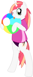 Size: 926x2143 | Tagged: safe, artist:bamthand, imported from derpibooru, oc, oc only, oc:scribble tale, pony, unicorn, beach ball, bipedal, clothes, shirt, simple background, solo, swimsuit, transparent background, vector