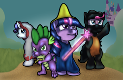 Size: 1224x792 | Tagged: safe, artist:chrisgotjar, imported from derpibooru, pinkie pie, rarity, spike, twilight sparkle, black mage, clothes, costume, crossover, final fantasy, ninja, warrior, white mage