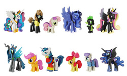 Size: 450x271 | Tagged: safe, imported from derpibooru, apple bloom, cheese sandwich, maud pie, nightmare moon, princess cadance, princess celestia, princess luna, queen chrysalis, scootaloo, shining armor, spike, sweetie belle, funko, funko mystery minis, mystery minis, simple background, toy, vinyl collectible, white background