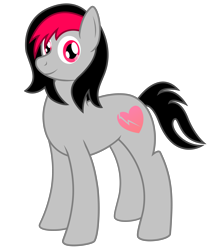 Size: 3936x4547 | Tagged: dead source, safe, artist:afterman, imported from derpibooru, oc, oc only, oc:miss eri, /mlp/, absurd resolution, black and red mane, on side, side, smiling, solo, standing, two toned mane