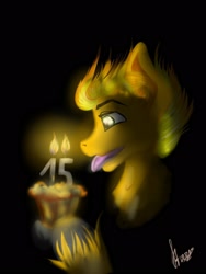 Size: 1200x1600 | Tagged: safe, imported from derpibooru, oc, oc only, oc:wingybullet, pegasus, pony, birthday, nocontour, present