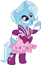 Size: 2064x3234 | Tagged: safe, artist:glitchking123, artist:pixelkitties, imported from derpibooru, trixie, pony, unicorn, alternate hairstyle, bipedal, clothes, dress, female, mare, simple background, socks, solo, transparent background, vector