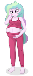 Size: 4800x10800 | Tagged: dead source, safe, artist:xniclord789x, imported from derpibooru, princess celestia, equestria girls, absurd resolution, barefoot, belly button, big belly, clothes, feet, female, midriff, momlestia, preglestia, pregnant, pregnant equestria girls, principal celestia, principal preglestia, round belly, simple background, solo, tanktop, toes