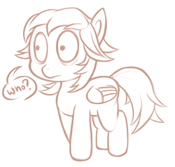 Size: 433x412 | Tagged: artist needed, safe, imported from derpibooru, oc, oc only, bird pone, owl, pony, cute, frown, monochrome, ponified, solo, wide eyes