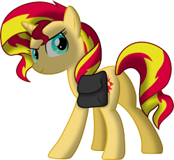 Size: 2500x2303 | Tagged: safe, artist:bubblestormx, imported from derpibooru, sunset shimmer, pony, unicorn, equestria girls, equestria girls (movie), butt, female, plot, saddle bag, shading, simple background, solo, transparent background, vector