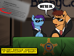 Size: 1000x750 | Tagged: safe, artist:acesential, deleted from derpibooru, imported from derpibooru, oc, bronycon, ponified, secret service