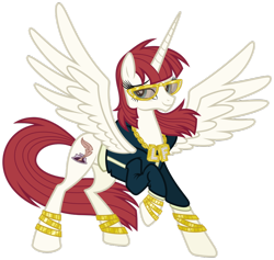 Size: 918x871 | Tagged: safe, alternate version, artist:tygerbug, artist:zutheskunk, artist:zutheskunk traces, imported from derpibooru, oc, oc only, oc:fausticorn, alicorn, pony, bling, clothes, faustilicious, lauren faust, simple background, solo, swag, transparent background, vector, vector trace