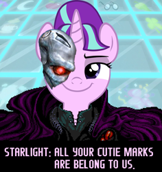 Size: 666x707 | Tagged: safe, imported from derpibooru, starlight glimmer, all your base are belong to us, cats (zero wing), female, smirk, smug, smuglight glimmer, solo, zero wing