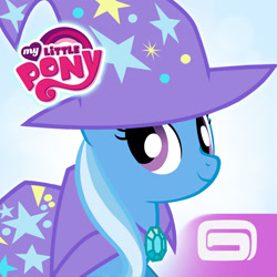 Size: 1024x1024 | Tagged: safe, imported from derpibooru, trixie, pony, unicorn, app, app icon, female, gameloft, gameloft logo, mare, my little pony logo, official, solo