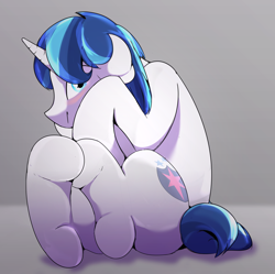 Size: 4284x4264 | Tagged: safe, artist:sidekick, imported from derpibooru, shining armor, pony, unicorn, absurd resolution, curled up, cute, hooves, male, shining adorable, shy, sitting, solo, stallion, underhoof