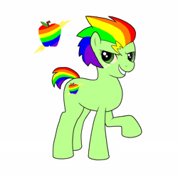 Size: 1650x1650 | Tagged: safe, artist:bico-kun, imported from derpibooru, oc, oc only, oc:apple zap, cutie mark, magical lesbian spawn, next generation, offspring, parent:applejack, parent:rainbow dash, parents:appledash, simple background, solo, white background