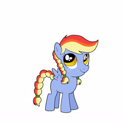 Size: 1650x1650 | Tagged: safe, artist:bico-kun, imported from derpibooru, oc, oc only, oc:blue pearmain, blank flank, magical lesbian spawn, offspring, parent:applejack, parent:rainbow dash, parents:appledash, simple background, solo, white background