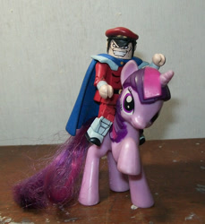 Size: 779x850 | Tagged: safe, imported from derpibooru, twilight sparkle, female, horse riding, irl, m. bison, male, mcdonald's happy meal toys, minimates, photo, street fighter, toy