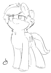 Size: 637x901 | Tagged: safe, artist:mrrowboat, imported from derpibooru, oc, oc only, oc:paige, pony, female, fluffy, mare, monochrome, rule 63, sketch