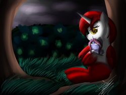 Size: 3000x2250 | Tagged: safe, artist:scarlett-letter, imported from derpibooru, oc, oc only, oc:latias llusion, oc:sky llusion, alicorn, pony, alicorn oc, commission, forest, light, night