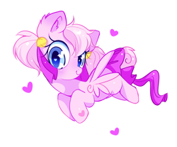 Size: 1000x827 | Tagged: safe, artist:ipun, imported from derpibooru, oc, oc only, oc:almond bloom, pegasus, pony, heart eyes, simple background, solo, tail bow, white background, wingding eyes