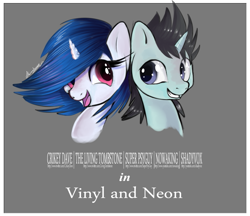 Size: 729x629 | Tagged: safe, artist:strangemoose, imported from derpibooru, dj pon-3, neon lights, rising star, vinyl scratch, pony, unicorn, female, male, mare, shipping, stallion, straight, vinylights