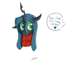 Size: 3500x3157 | Tagged: safe, artist:markiz707, imported from derpibooru, queen chrysalis, changeling, changeling queen, blushing, cute, cutealis, female, simple background, solo, white background