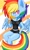 Size: 1231x2041 | Tagged: safe, artist:teranen, imported from derpibooru, rainbow dash, anthro, clothes, drink, female, glass, grin, looking at you, no pupils, shorts, solo, spread wings, tanktop