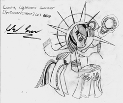 Size: 1815x1510 | Tagged: safe, artist:data expunged, imported from derpibooru, twilight sparkle, alicorn, pony, female, lumina, mare, monochrome, solo, traditional art, twilight sparkle (alicorn), yu-gi-oh!