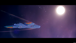 Size: 1920x1080 | Tagged: safe, artist:lunati, imported from derpibooru, rainbow dash, flying, night, pmv, sky, space, stars