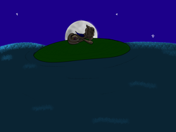 Size: 6400x4800 | Tagged: safe, artist:ampderg, imported from derpibooru, oc, oc only, oc:dusk rune, bat pony, pony, absurd resolution, cute, female, island, mare, night, sleeping, solo, water