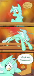 Size: 1299x2911 | Tagged: safe, artist:whisperfoot, imported from derpibooru, lyra heartstrings, human, pony, unicorn, autumn, bench, comic, cute, feet, female, hooves, human fetish, human in equestria, humie, male, meme, pun, smiling, toes, what are thoooose