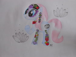 Size: 1280x960 | Tagged: safe, artist:snails-flowers, deleted from derpibooru, imported from derpibooru, lotus blossom, rainbow power, rainbow power-ified, solo, traditional art