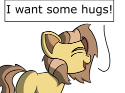 Size: 1024x767 | Tagged: safe, artist:fillerartist, deleted from derpibooru, imported from derpibooru, oc, oc only, oc:milly millstone, eyes closed, hug, solo, speech bubble, text, yelling