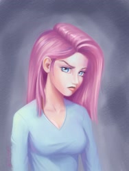 Size: 1800x2400 | Tagged: safe, artist:jay156, imported from derpibooru, pinkie pie, human, party of one, angry, female, humanized, looking at you, pinkamena diane pie, solo