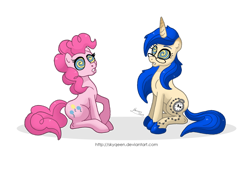 Size: 1024x698 | Tagged: source needed, safe, artist:almairis, imported from derpibooru, pinkie pie, oc, hypnosis, traditional art