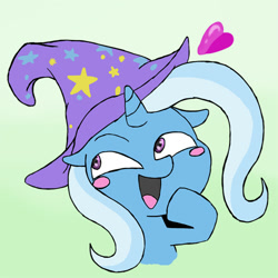 Size: 500x500 | Tagged: safe, artist:slamjam, imported from derpibooru, trixie, pony, unicorn, female, heart, mare, solo, trixie's hat