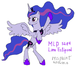 Size: 592x517 | Tagged: safe, artist:xbi, imported from derpibooru, princess luna, pony, luna eclipsed, female, ms paint, rearing, simple background, solo, trace