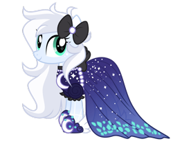 Size: 1024x866 | Tagged: safe, artist:bubblestormx, imported from derpibooru, oc, oc only, bow, clothes, dress, hair bow, over the moon, solo