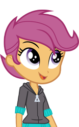 Size: 4738x7637 | Tagged: safe, artist:luckreza8, imported from derpibooru, scootaloo, equestria girls, friendship games, .svg available, absurd resolution, canterlot high, chs rally song, clothes, female, inkscape, open mouth, school spirit, simple background, smiling, solo, transparent background, upper body, vector, wondercolts