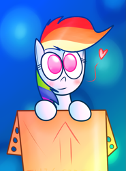 Size: 891x1201 | Tagged: safe, artist:mr-degration, imported from derpibooru, rainbow dash, box, cute, delivery, female, heart, solo