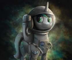 Size: 1656x1388 | Tagged: safe, artist:nebula210, imported from derpibooru, oc, oc only, pony, unicorn, astronaut, new lunar republic, solo, space, spacesuit