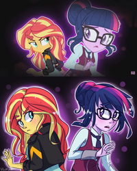 Size: 1600x2000 | Tagged: safe, artist:silbersternenlicht, imported from derpibooru, sci-twi, sunset shimmer, twilight sparkle, equestria girls, friendship games, glare, glasses, redraw, scene interpretation