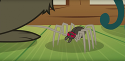 Size: 1915x931 | Tagged: safe, imported from derpibooru, screencap, fuzzy legs, harry, spider, scare master, raised leg, solo focus