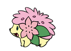 Size: 1382x984 | Tagged: safe, imported from derpibooru, fluttershy, hedgehog, shaymin, female, land forme, open mouth, pokefied, pokémon, simple background, solo, species swap, white background