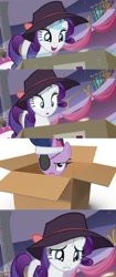 Size: 431x1025 | Tagged: safe, imported from derpibooru, rarity, twilight sparkle, rarity investigates, box, exploitable meme, future twilight, meme, metal gear, rarity's package, solid sparkle