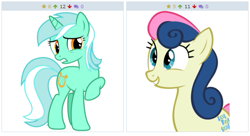 Size: 515x281 | Tagged: safe, imported from derpibooru, bon bon, lyra heartstrings, sweetie drops, derpibooru, exploitable meme, juxtaposition, juxtaposition win, meme, meta