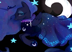 Size: 1500x1100 | Tagged: safe, artist:staticdragon1, imported from derpibooru, princess luna, clothes, dress, female, moon, over the moon, solo